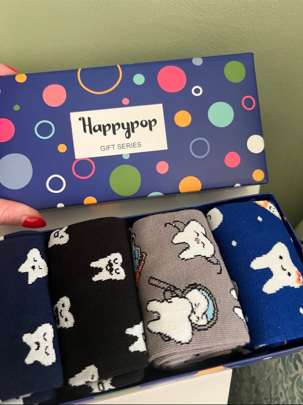 Happypop Men’s Novelty Tooth Pattern Socks - Blue, Black, Gray